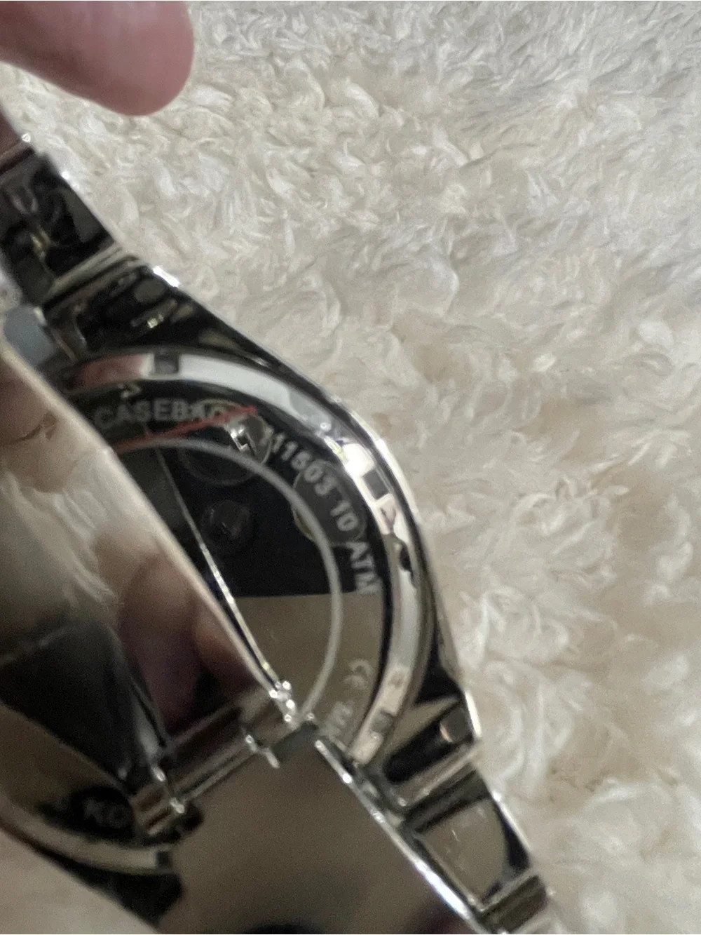Michael Kors Silver Watch With Blue Center Stripe / Roman Numeral Face